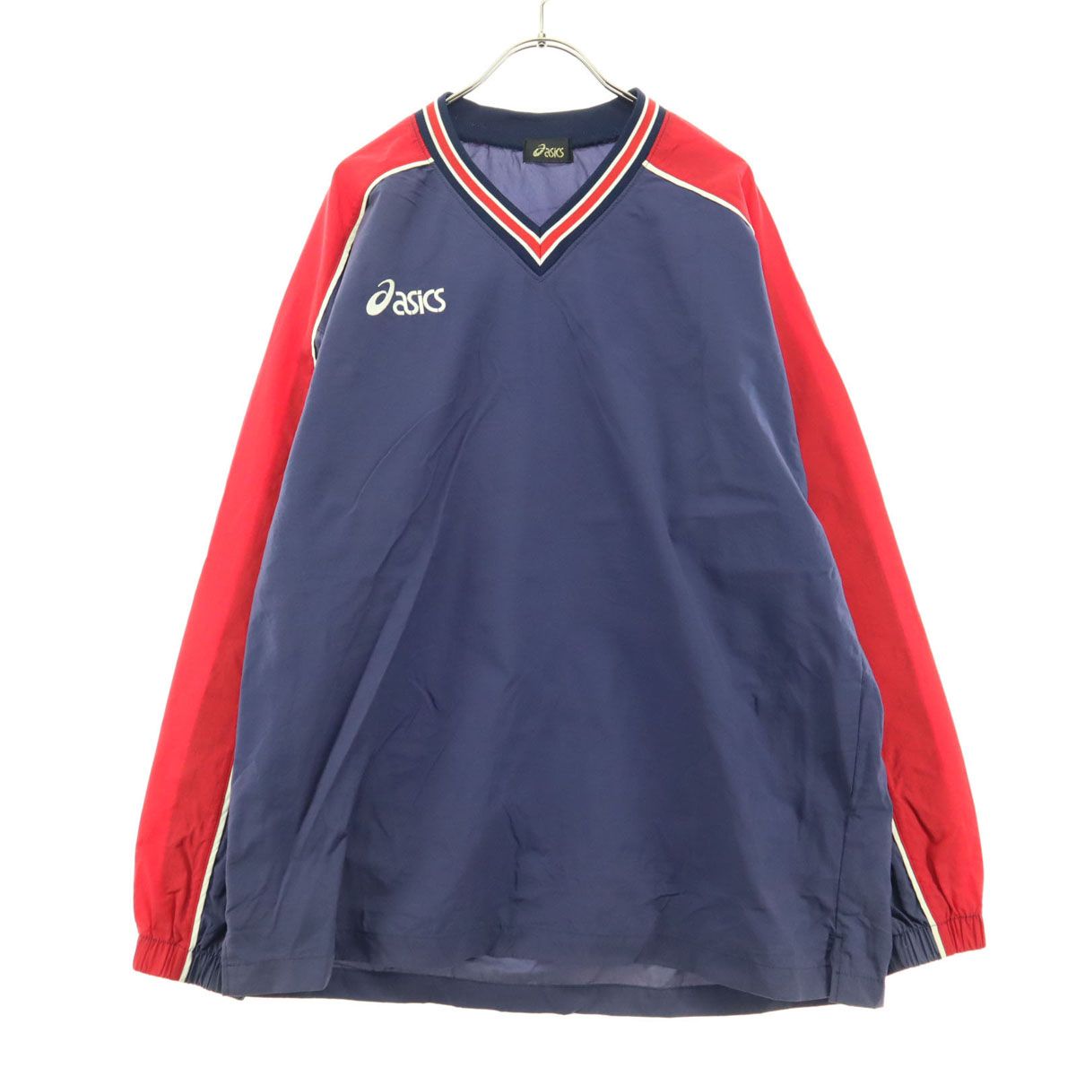 美品 asics アシックス 刺繍 トレーニング 長袖 ウェア L ネイビー スニードジャック