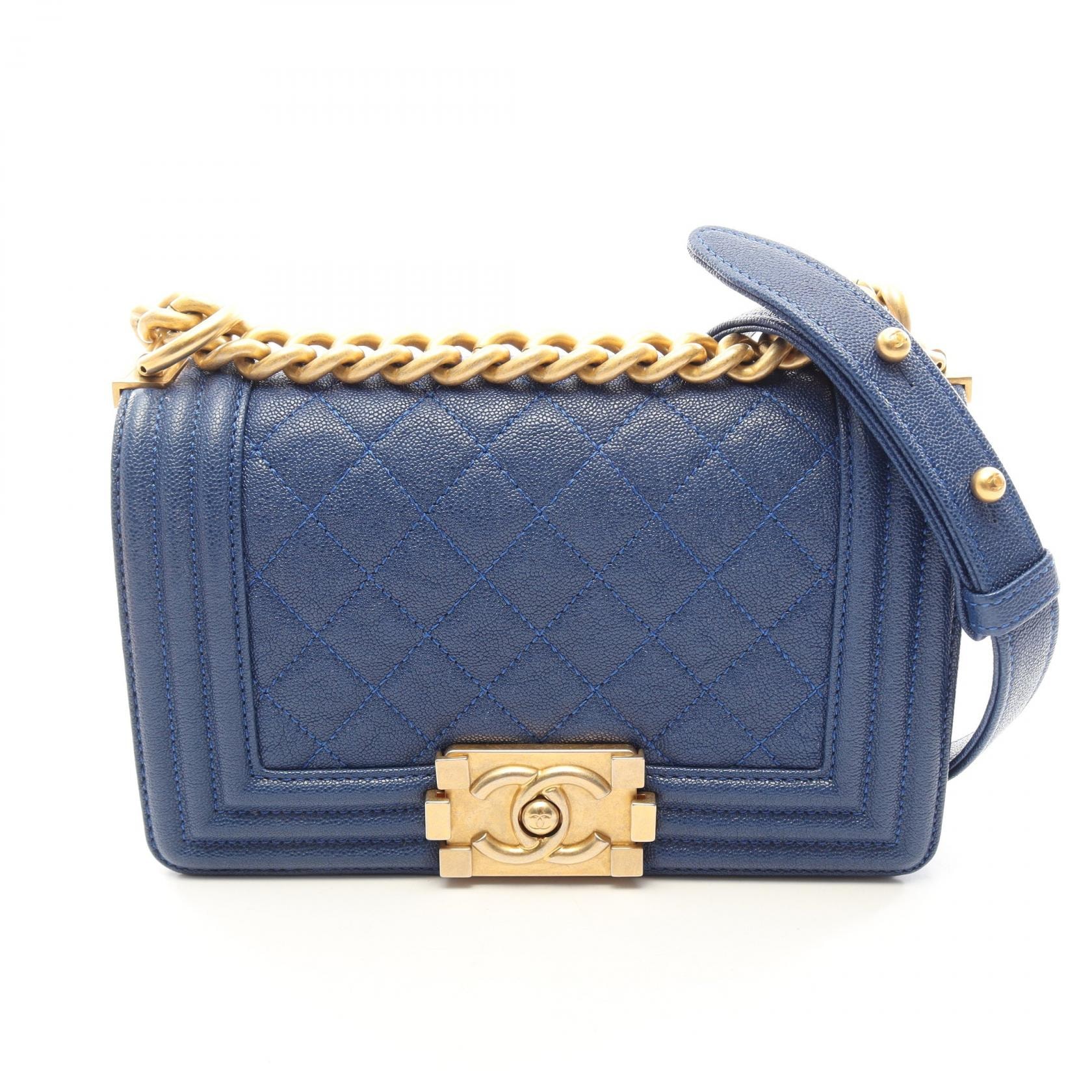 シャネル CHANEL ボーイシャネル スモール ショルダーバッグ バッグ キャビアスキン(グレインドカーフ) レディース ブルー系 A67085 【中古】