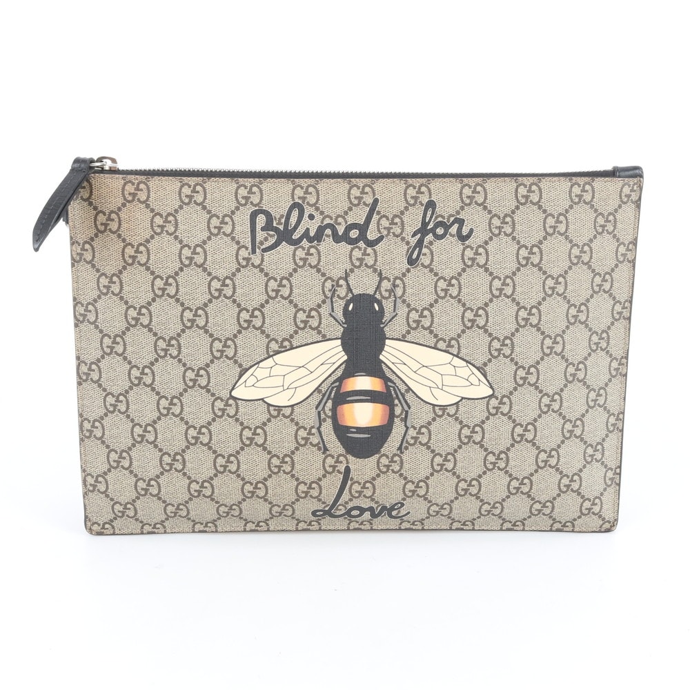 ■美品 グッチ GGスプリームビー 473904 セカンドバッグ