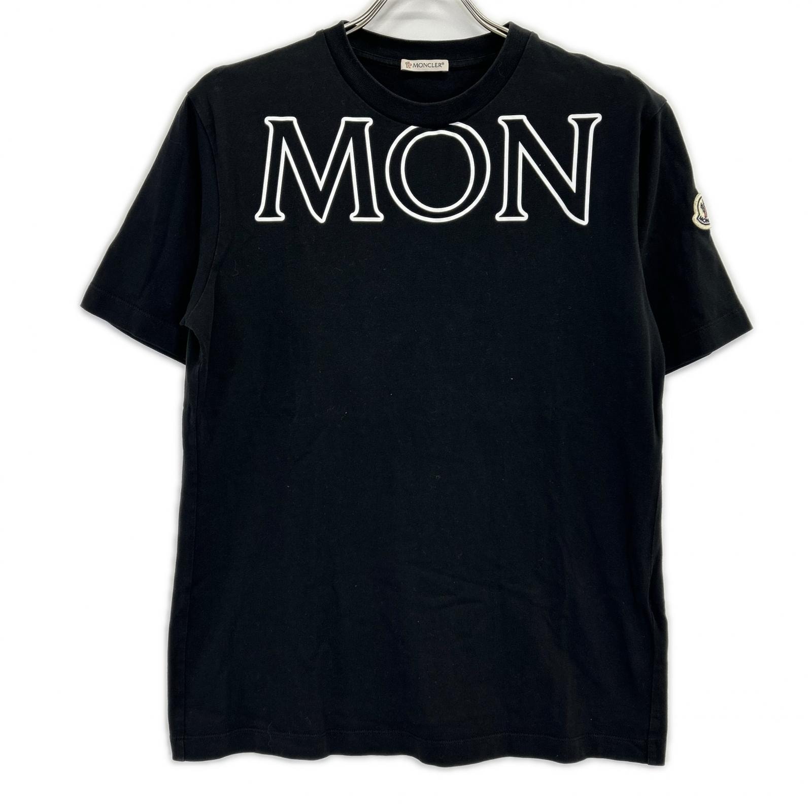 モンクレール 22年製 ブラック コットン SS T-SHIRTS ロゴ ショートスリーブカットソー S