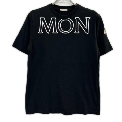 モンクレール 22年製 ブラック コットン SS T-SHIRTS ロゴ ショートスリーブカットソー S