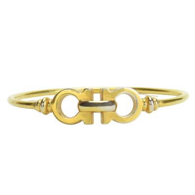 【中古】 サルヴァトーレフェラガモ バングル ガンチーニ メタル ゴールド メッキ アクセサリー レディース 女性 Salvatore Ferragamo