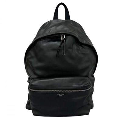 SAINT LAURENT サンローラン リュック シティバックパック ダブルファスナー 肩掛け 534967 レザー ブラック 黒 シルバー金具 ユニセックス【中古品】
