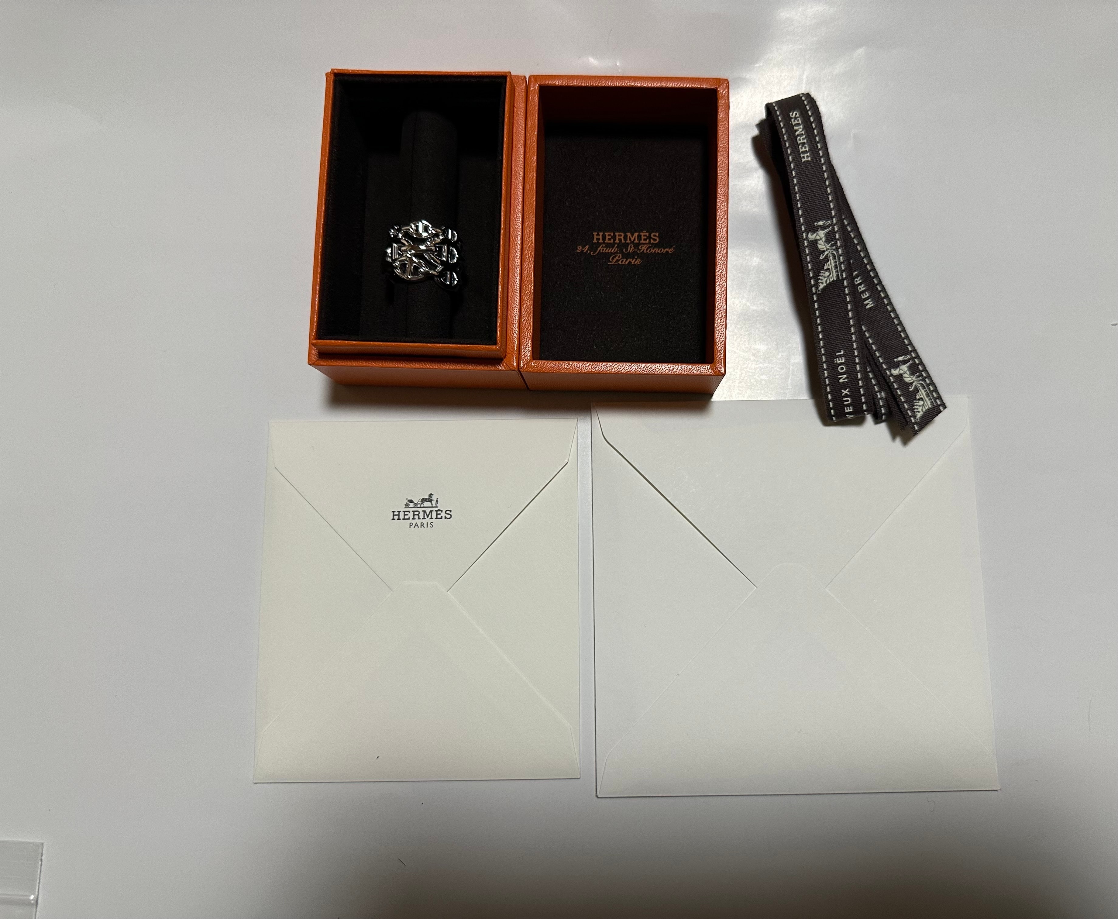 Hermes Chaine D'ancre Enchainee Ring Large Model "Silver"