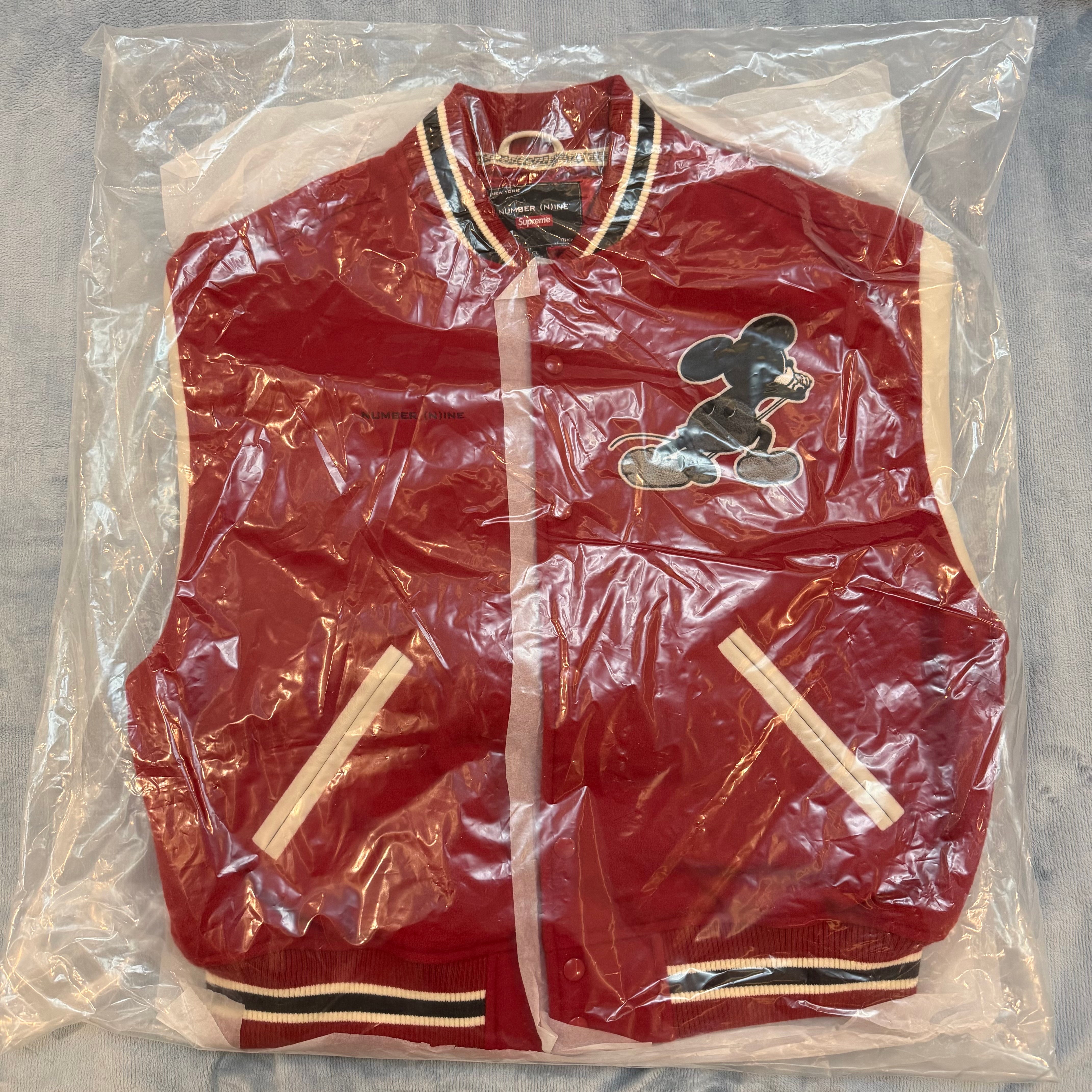 Supreme x Number (N)ine x Mickey Mouse Varsity Jacket "Red"