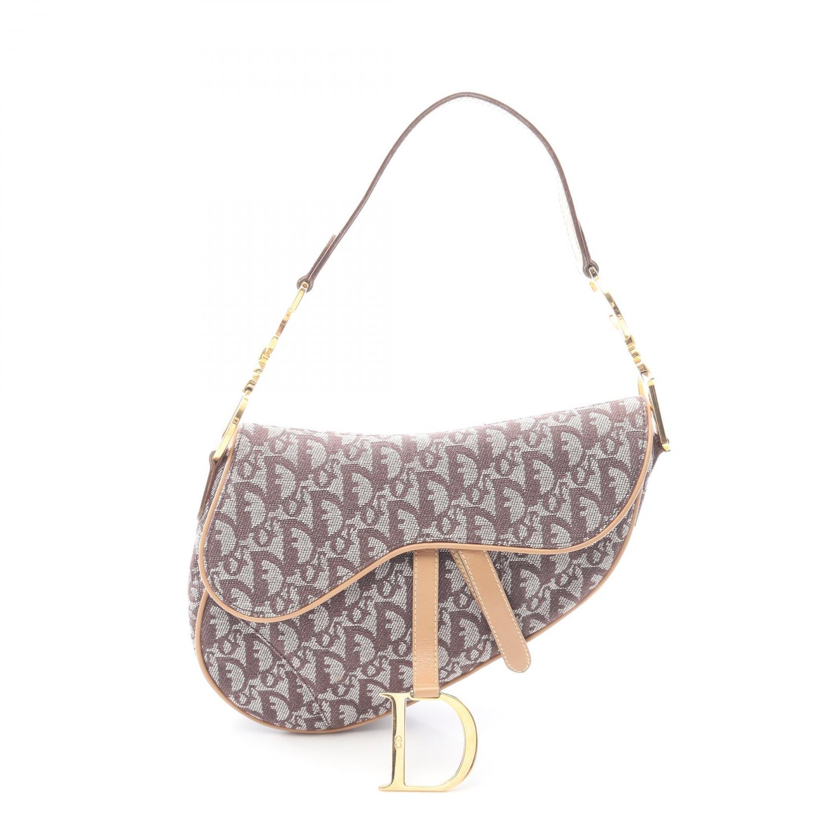 ディオール Dior SADDLE サドル トロッター ハンドバッグ バッグ キャンバス レザー レディース ブラウン系 / ベージュ系 【中古】