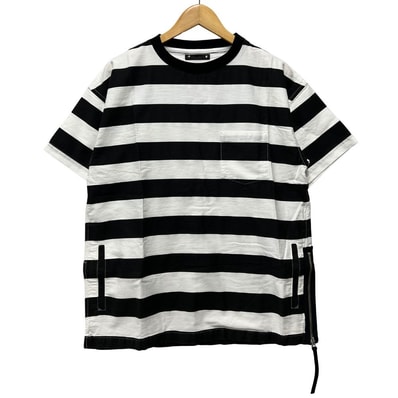 MINEDENIM マインデニム 2008-4002-07-022 左裾ジップ付き ボーダー 半袖Tシャツ 54875