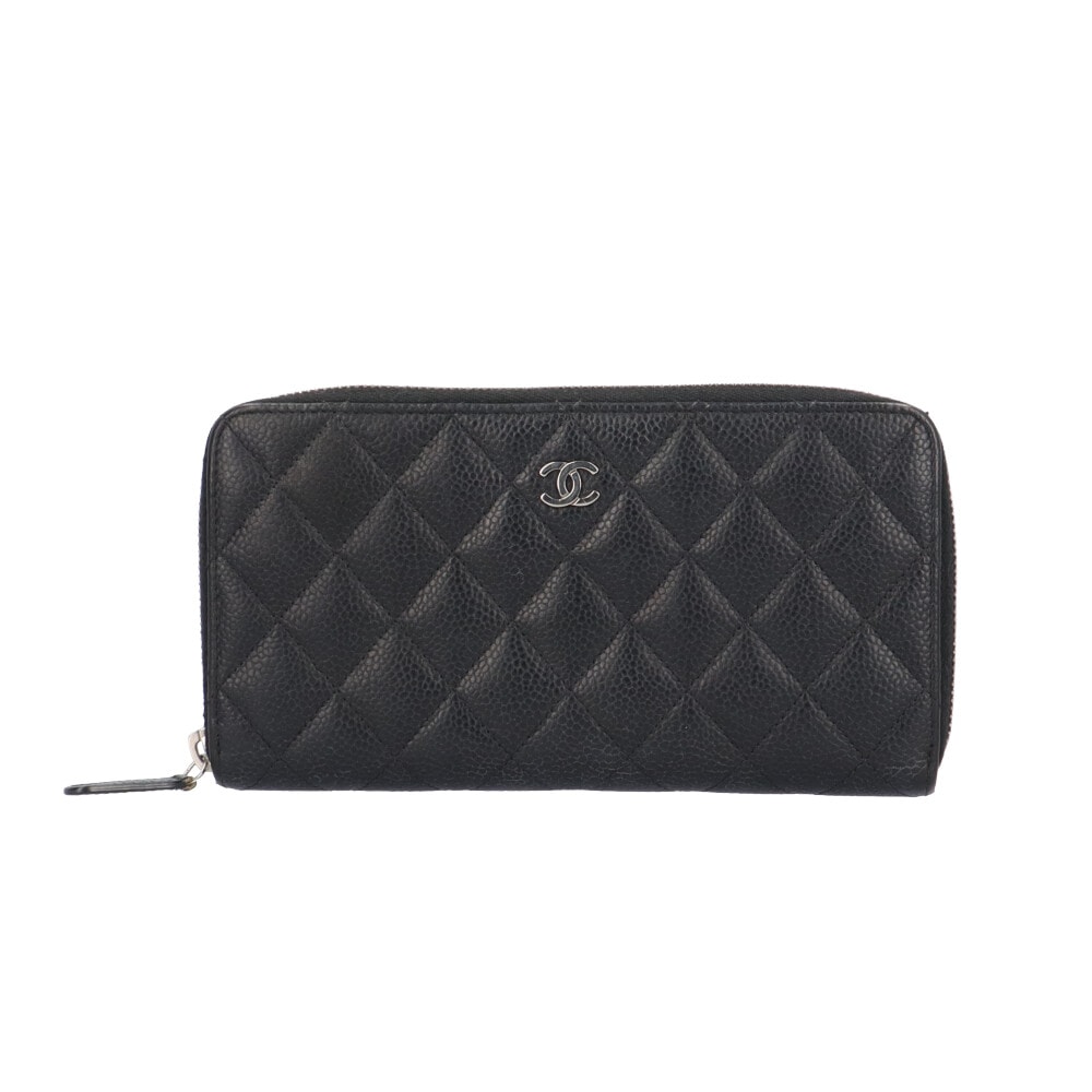 シャネル クラシックロングジップウォレット マトラッセ 長財布 キャビアスキン AP0242 レディース CHANEL 中古