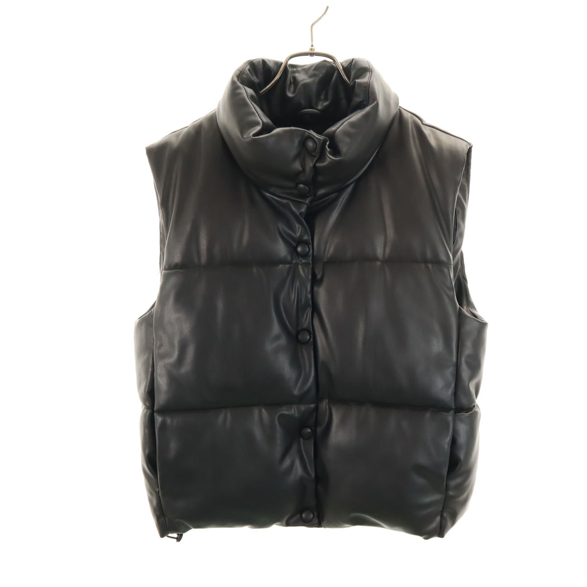ZARA ザラ フェイクレザー 中綿ベスト L ブラック