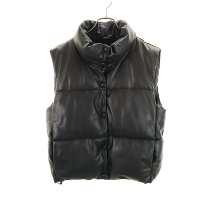 ZARA ザラ フェイクレザー 中綿ベスト L ブラック