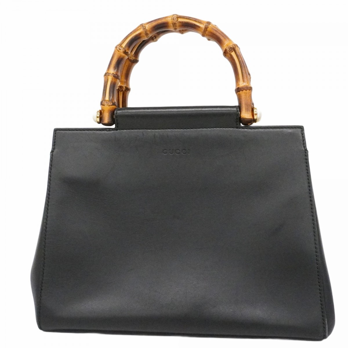 ★最終価格★SALE【6da0155-k】グッチ ハンドバッグ バンブー 453767 レザー ブラック ゴールド金具【中古】レディース