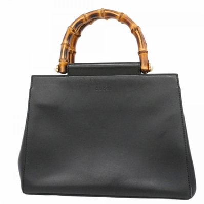★最終価格★SALE【6da0155-k】グッチ ハンドバッグ バンブー 453767 レザー ブラック ゴールド金具【中古】レディース