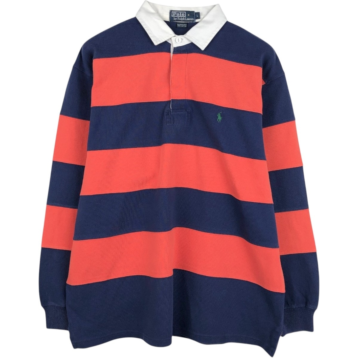 古着 ラルフローレン Ralph Lauren POLO by Ralph Lauren ボーダー柄 長袖 ラガーシャツ メンズL相当/eaa668861