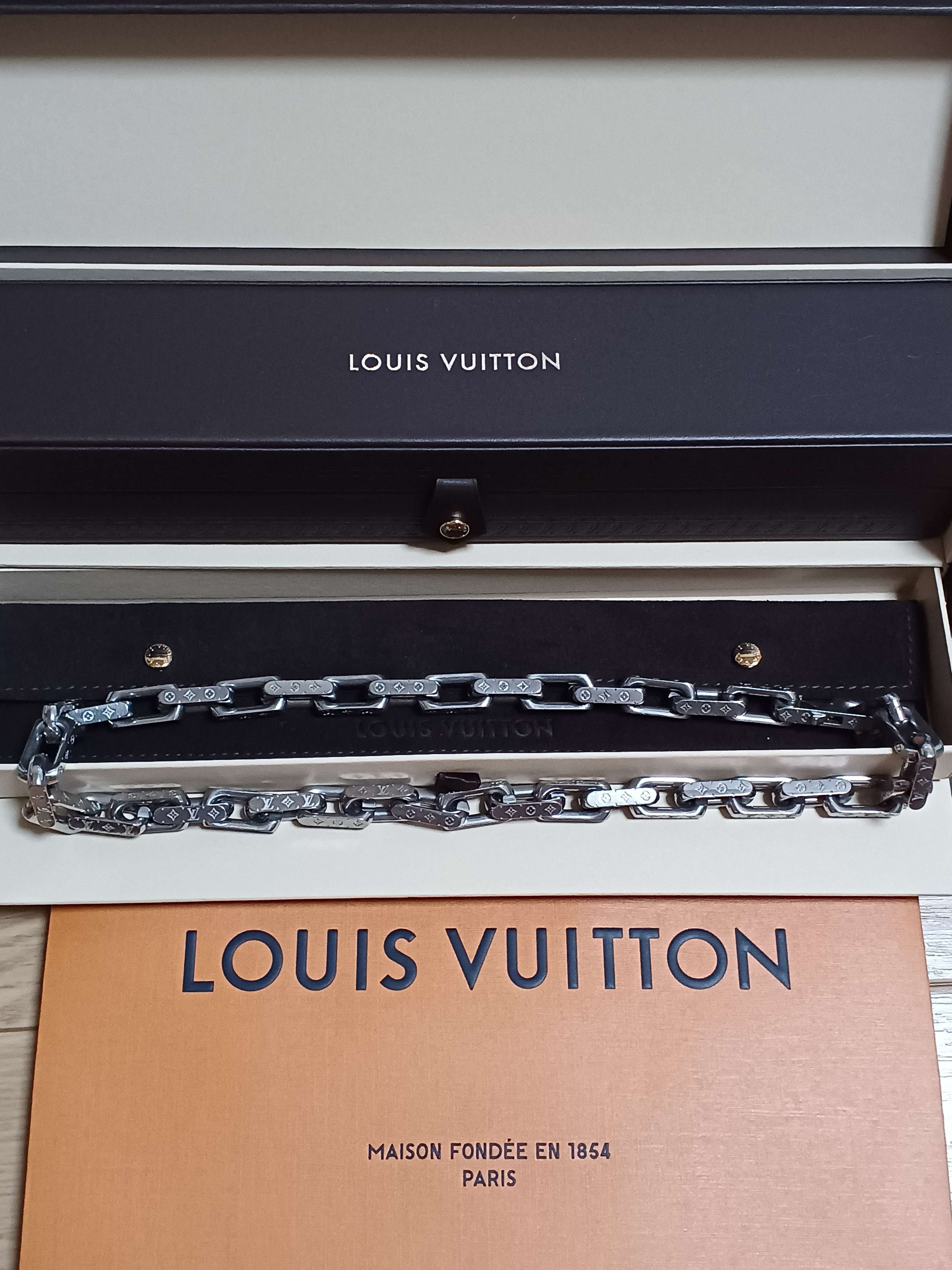 Louis Vuitton Monogram Chain Necklace "Silver"