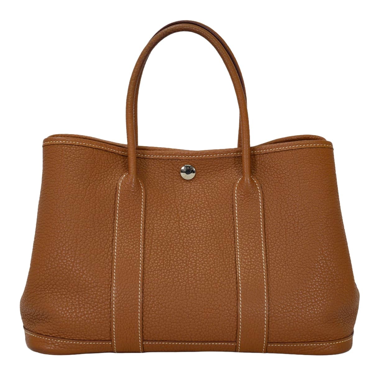 【渋谷並木橋店】HERMES エルメス トートバッグ ガーデンパーティ 30 TPM オールレザー ゴールド ネゴンダ シルバー金具 T刻印 Aランク【中古】