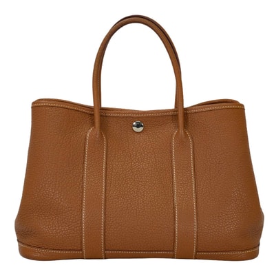 【渋谷並木橋店】HERMES エルメス トートバッグ ガーデンパーティ 30 TPM オールレザー ゴールド ネゴンダ シルバー金具 T刻印 Aランク【中古】