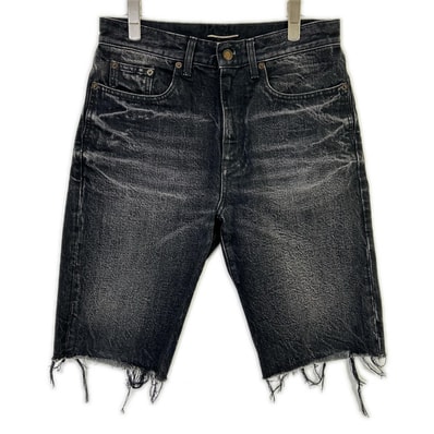 サンローランパリ 18年 532021 ブラック ウォッシュドハーフデニムパンツ 30