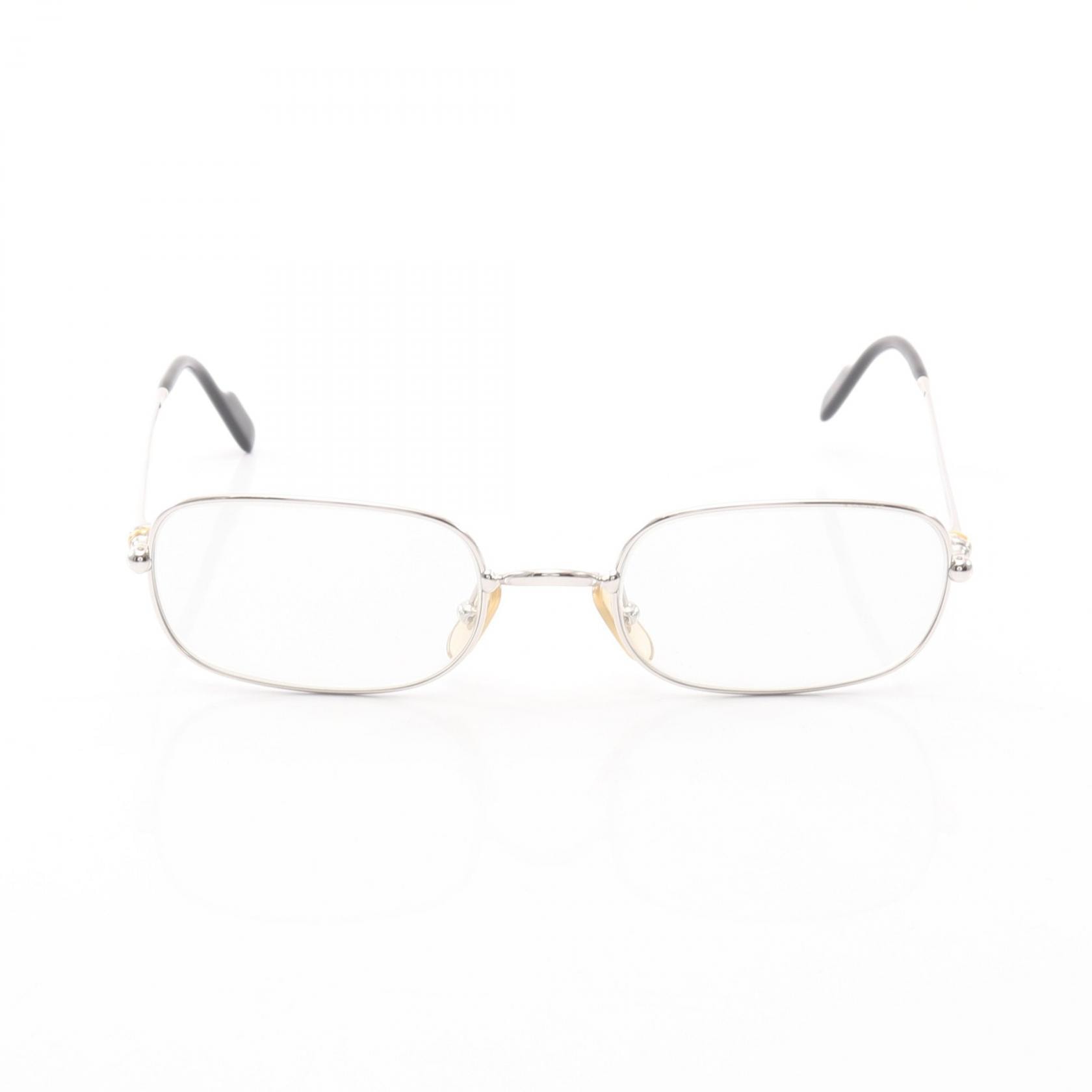 カルティエ CARTIER スクエアフレーム メガネ 衣料品 メタル レディース シルバー系 / ブラック系 【中古】