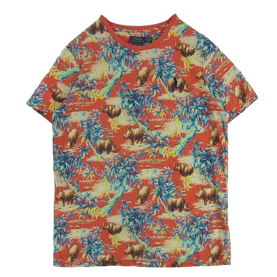 POLO RALPH LAUREN ポロ・ラルフローレン 半袖Tシャツ アロハ柄 Tシャツ 半袖 カットソー サイ カンボジア製 レッド系 XL【中古】