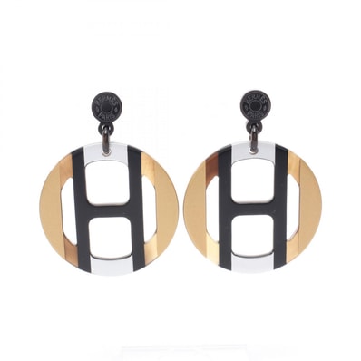 エルメス HERMES Hエキップ イリュジョン ドゥ ニュイ ピアス ジュエリー バッファローホーン ゴールド レディース ブラック系 / ゴールド系 / シルバー系 【中古】
