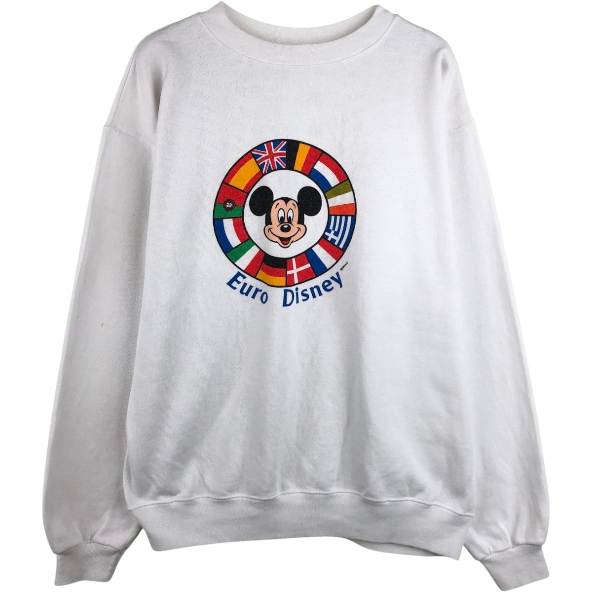 古着 80年代 ヘインズ Hanes MICKEY MOUSE ミッキーマウス 国旗柄 キャラクタースウェットシャツ トレーナー USA製 メンズXL相当 ヴィンテージ/eaa675007