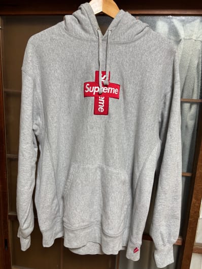 Supreme Cross Box Logo Hooded Sweatshirt "Grey"