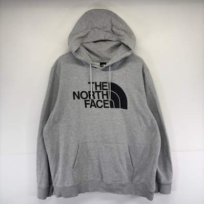 古着 ザ・ノースフェイス THE NORTH FACE パーカー プルオーバー ロゴ スウェット 大きいサイズ プリント 2XL グレー系 メンズ