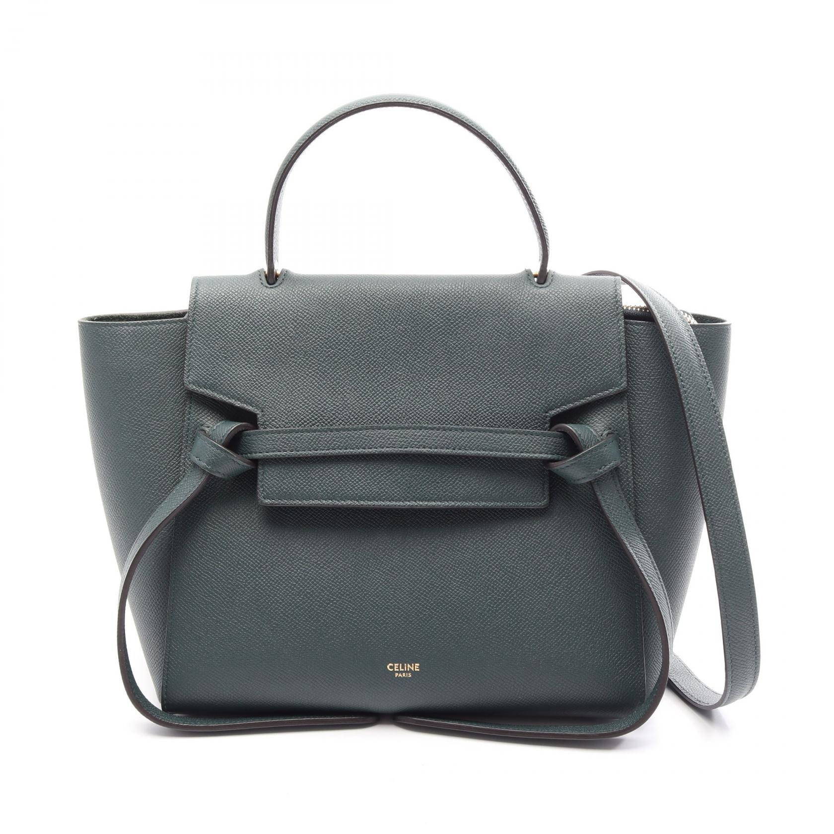 セリーヌ CELINE BELT BAG MICRO ベルトバッグ マイクロ 2WAY ハンドバッグ バッグ レザー レディース グリーン系 189153 【中古】