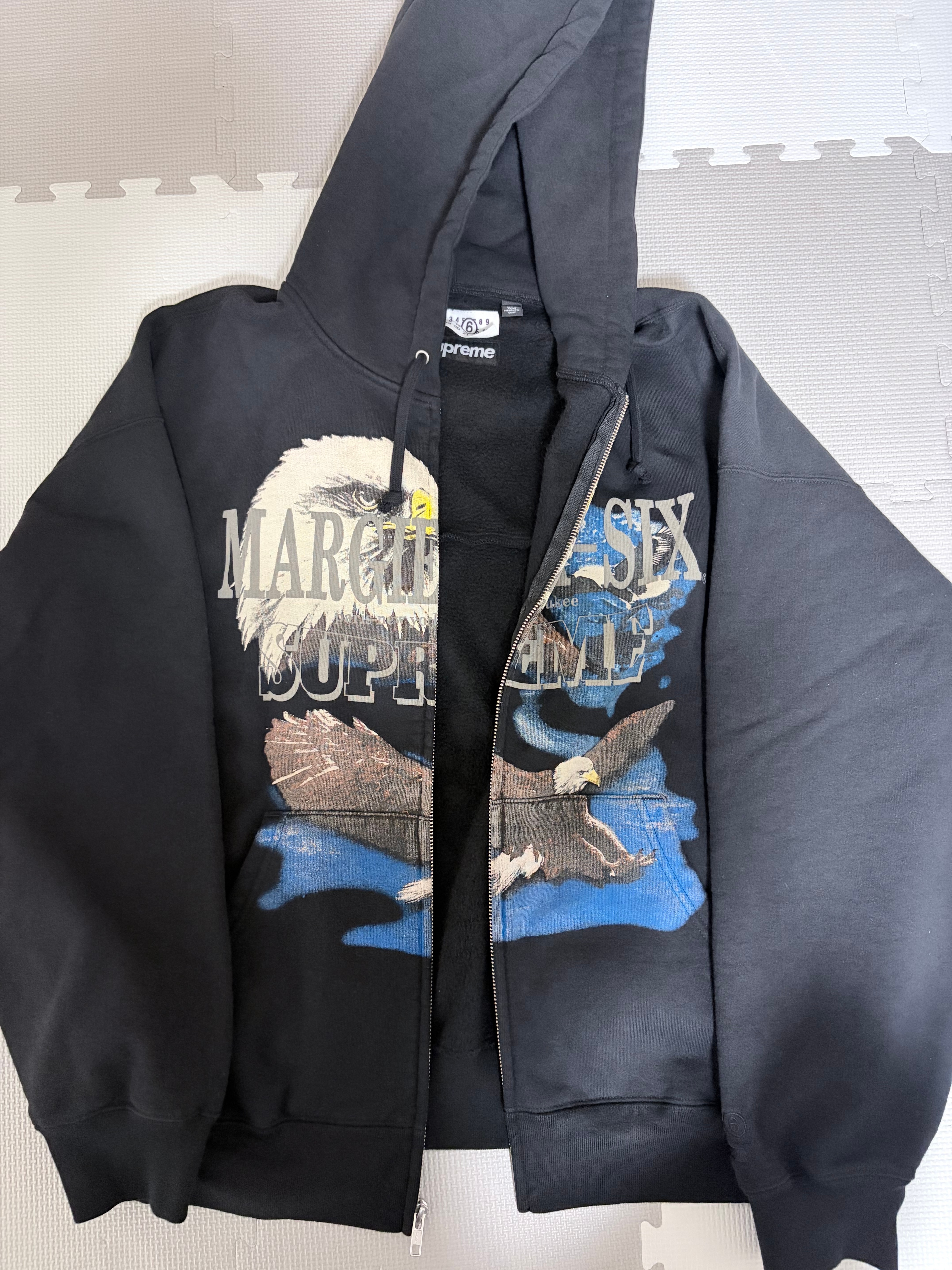 Supreme x MM6 Maison Margiela Eagle Zip Up Hooded Sweatshirt "Black"