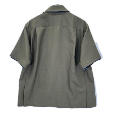 サカイ 22SS 02670 カーキ Suiting Shirt ウール混 半袖シャツ 1