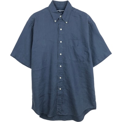 古着 ラルフローレン Ralph Lauren BLAKE 半袖 リネン ボタンダウンシャツ メンズS相当/eaa668168