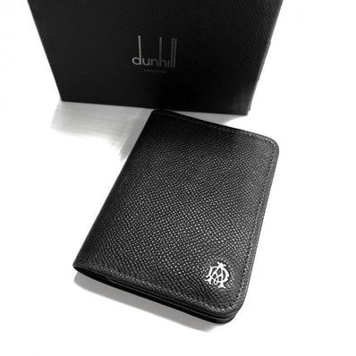 ダンヒル レザー BOURDON ボードン カードケース 名刺入れ ダークグレー L2M147Z Dunhill 正規品【鑑定済み】