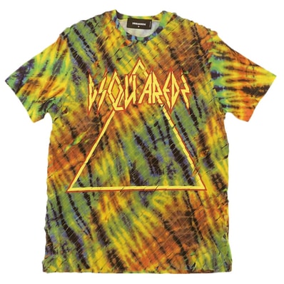 ディースクエアード 美品 タイダイ柄 ロゴ プリント Tシャツ トップス メンズ レインボー マルチカラー 19年 S71GD0833 M
