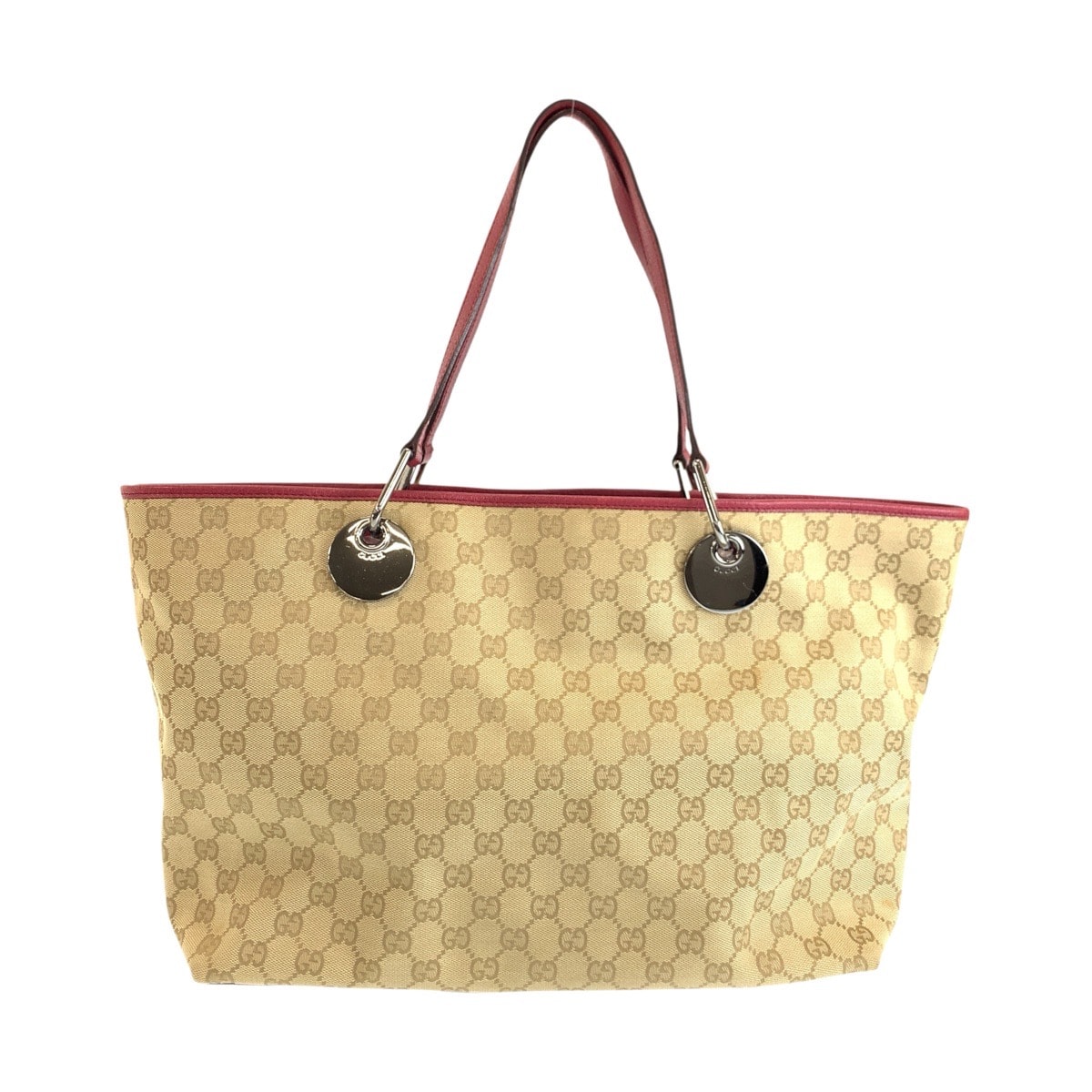美品 GUCCI グッチ ベージュ ワインレッド GGキャンバス レザー/ トートバッグ ショルダーバッグ 603154 【中古】