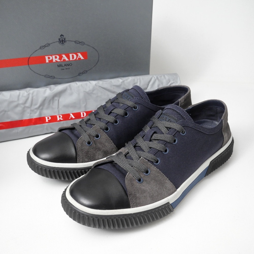 ■美品■PRADA プラダ スニーカー サイズ9 スエード 切替 ローカット  ブランド古着【中古】20260525/RA9519