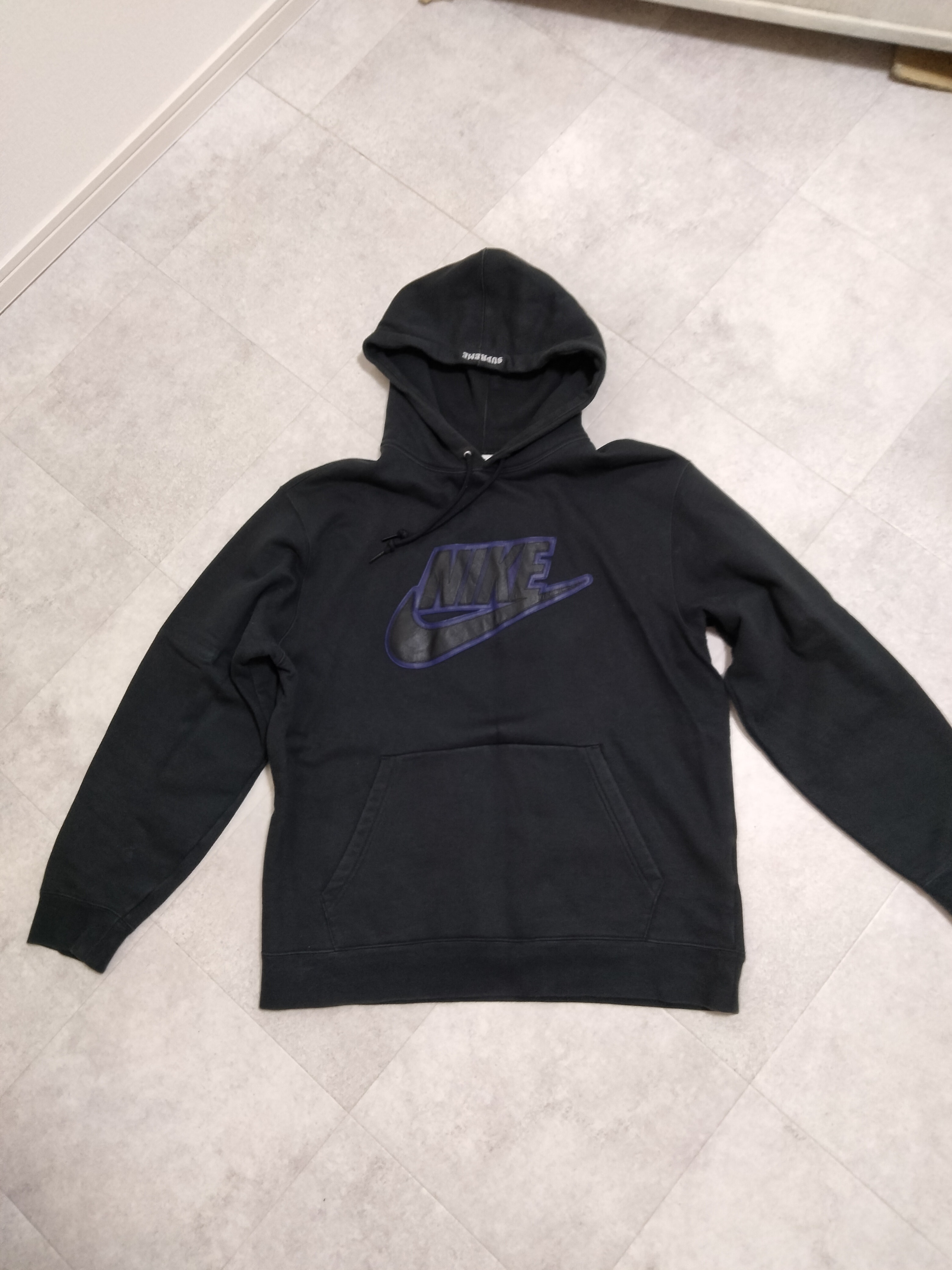 Supreme / Nike® Leather Appliqué Hooded Sweatshirt "Black"