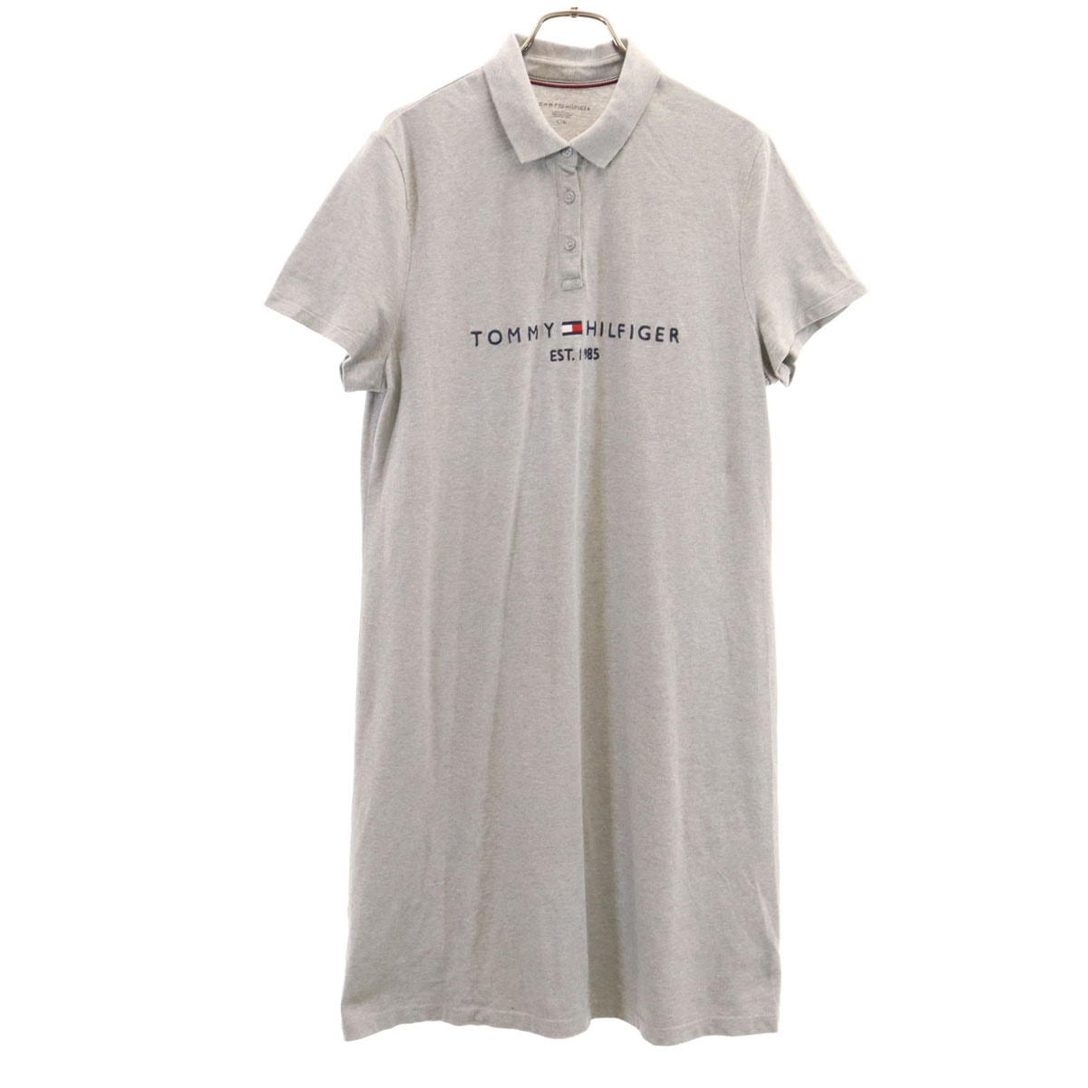 TOMMY HILFIGER トミーヒルフィガー 半袖 ポロ ワンピース L グレー