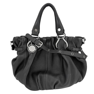 CELINE セリーヌ 2WAY ピローハンドバッグ ショルダーバッグ 肩掛け レザー ブラック 黒 シルバー金具 レディース【中古品】