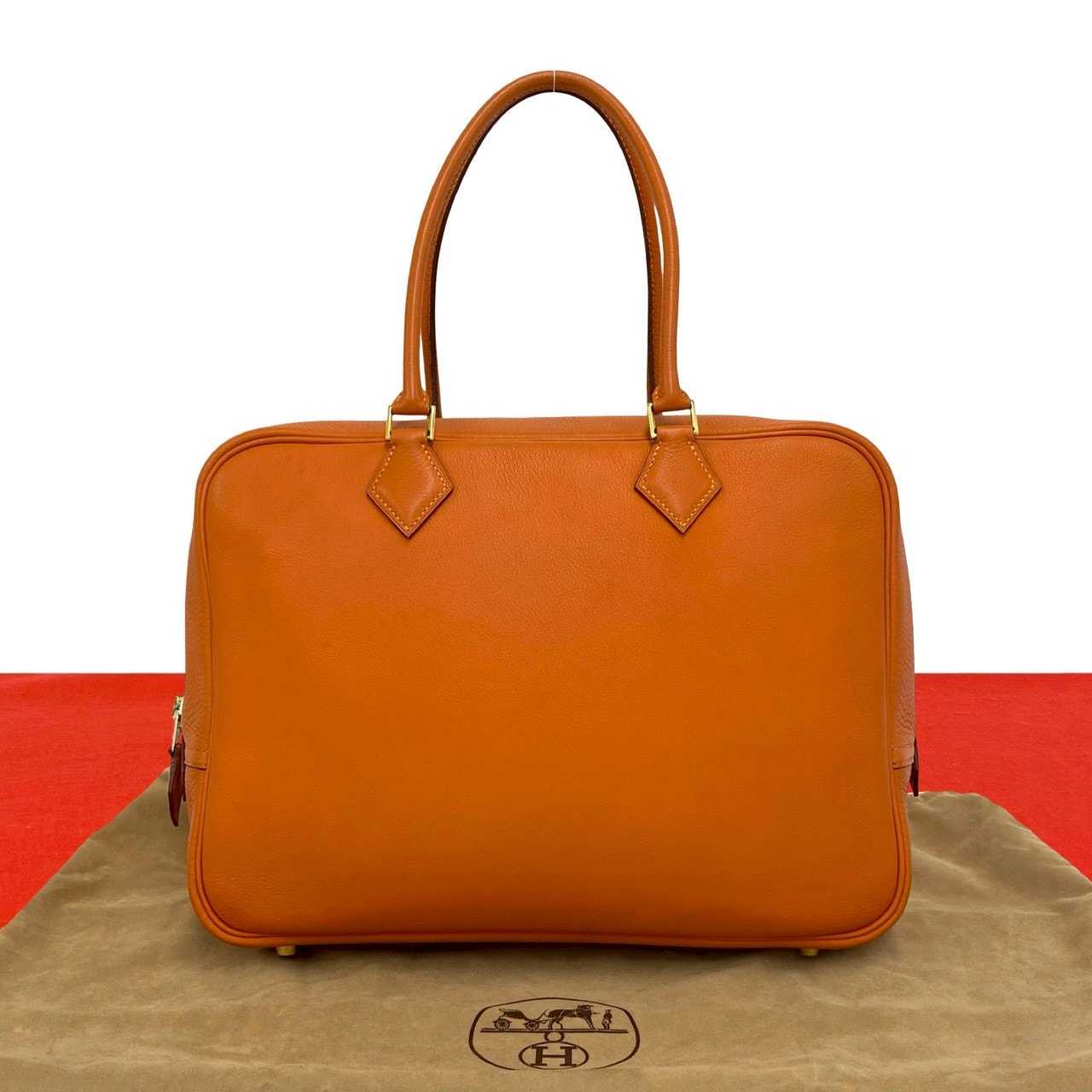 HERMES エルメス プリュム 32 ヴォーガリバー ハンドバッグ オレンジ
 57778