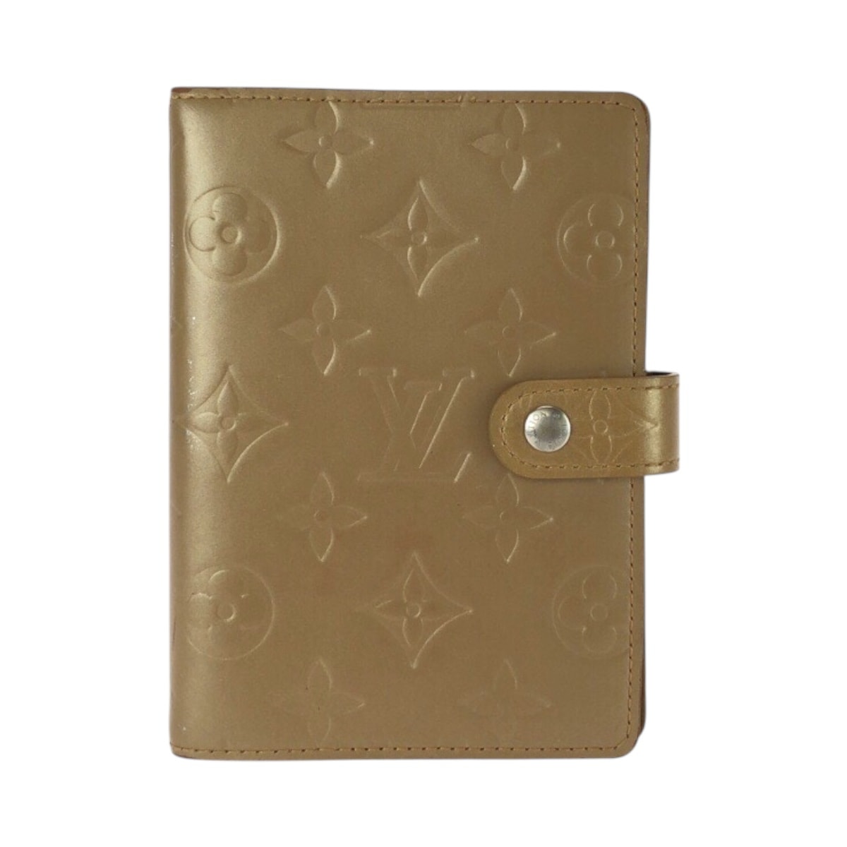 LOUIS VUITTON ルイヴィトン モノグラム マット アジェンダ PM ゴールド レザー 手帳カバー 604094 【中古】