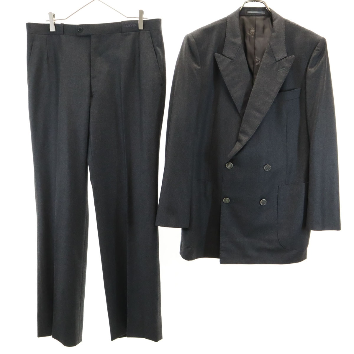 LANVIN ランバン 90s オールド スーツ 上下セットアップ 50-46/88 チャコールグレー