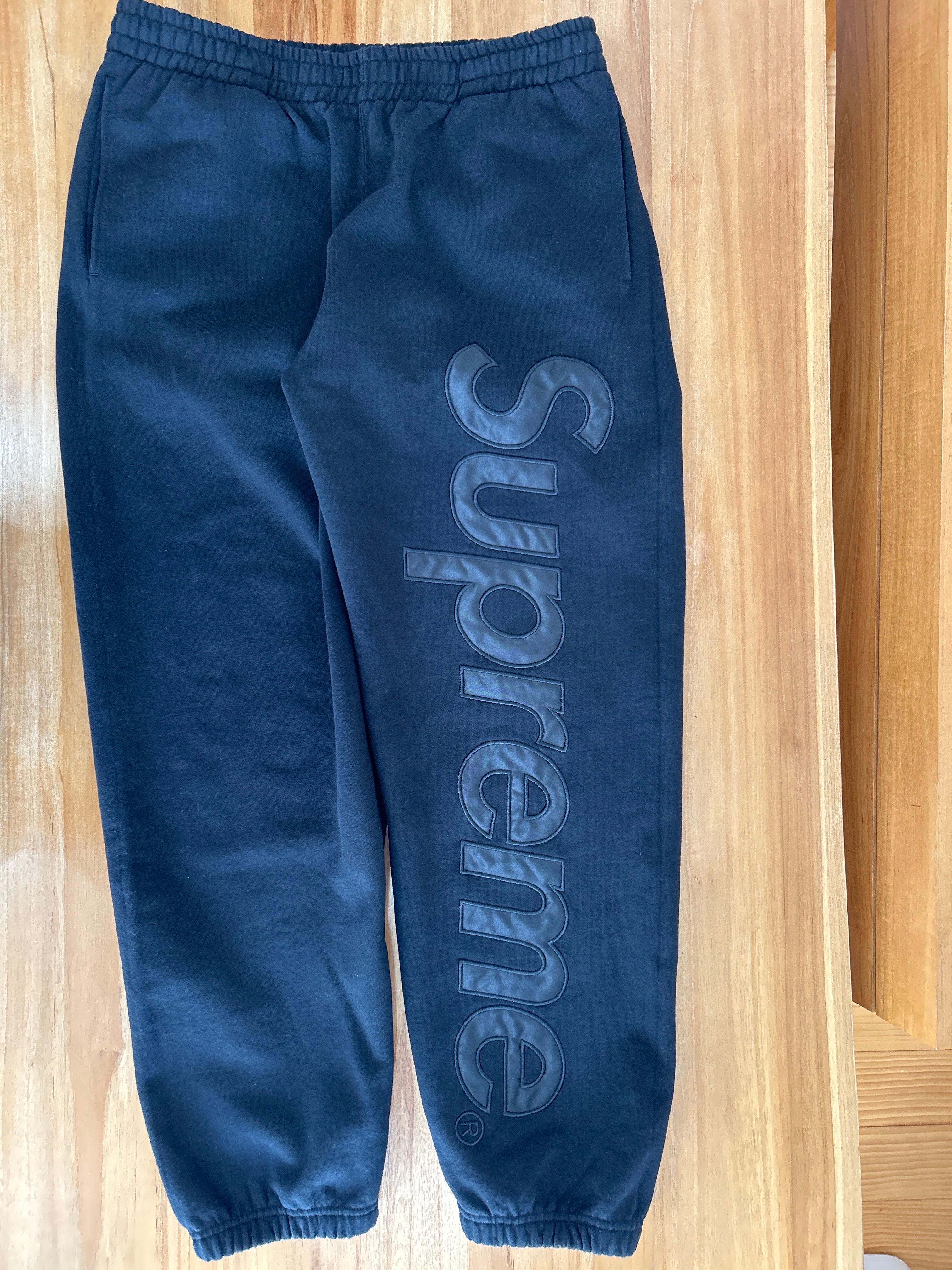 Supreme Satin Applique Sweatpant (23FW) "Black"