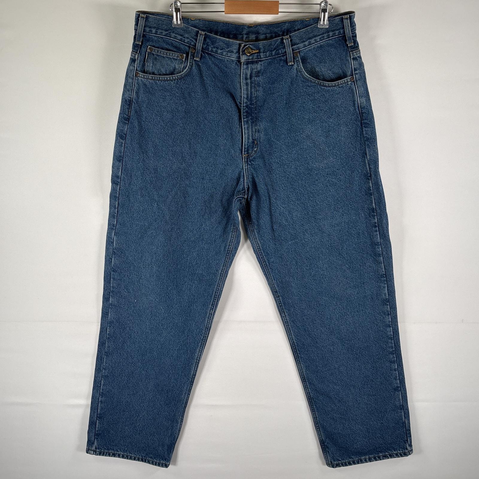 古着 カーハート Carhartt デニムパンツ 裏地付き ワーク ストレート 5ポケット w40 L32  ブルー メンズ