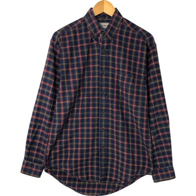 古着 70~80年代 エルエルビーン L.L.Bean チェック柄 長袖 ボタンダウンデニムシャツ カナダ製 メンズS相当 ヴィンテージ/eaa531043