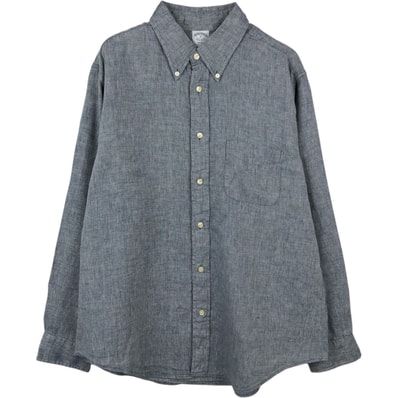 古着 ブルックスブラザーズ Brooks Brothers Est.1818 REGENT 長袖 リネン ボタンダウンシャツ メンズXL相当/eaa569002