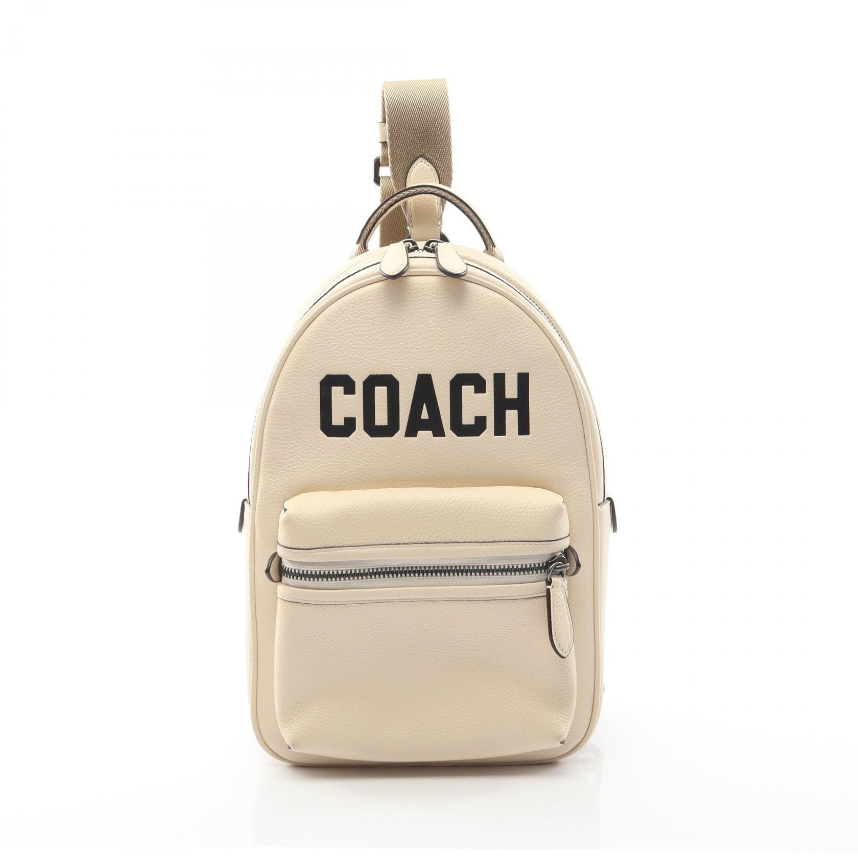 コーチ COACH チャーター コーチグラフィック ウエストバッグ ボディバッグ バッグ レザー メンズ アイボリー系 CP127 【中古】