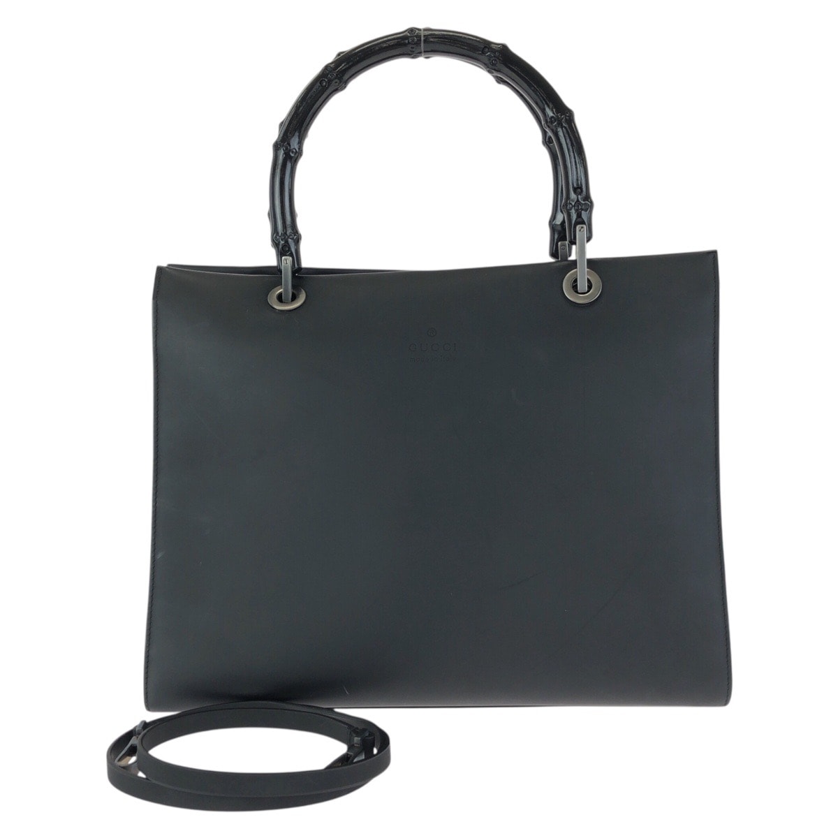GUCCI グッチ バンブー ブラック 黒 ガンメタ金具 レザー トートバッグ ショルダーバッグ 2way 601199 【中古】