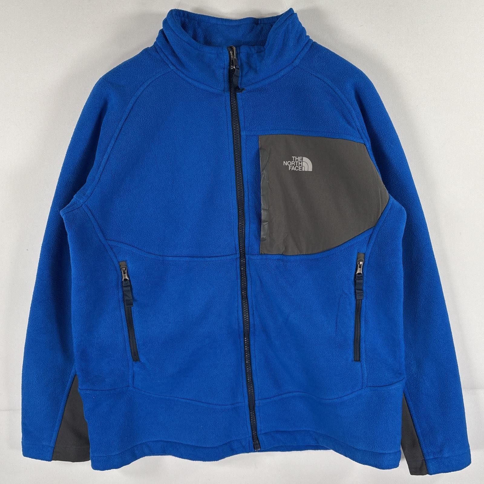 古着 ザ・ノースフェイス THE NORTH FACE フルジップフリースジャケット ワンポイントロゴ アウトドア L ブルー ボーイズ
