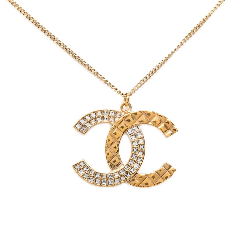 シャネル ココマーク チェーン ペンダント ネックレス ゴールド メッキ ラインストーン レディース CHANEL 【中古】