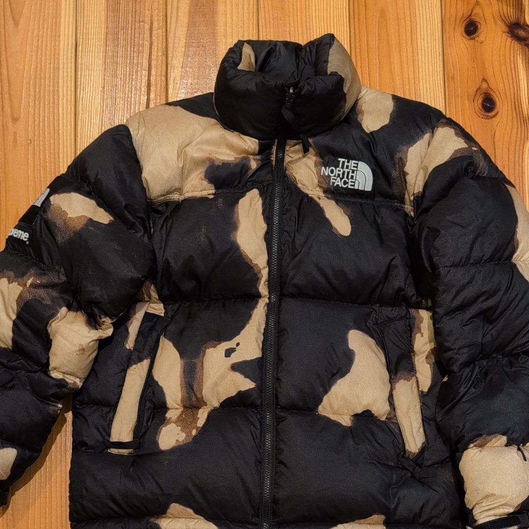 Supreme x The North Face Bleached Denim Print Nuptse Jacket "Black"